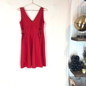 Side Laces Lipstick Red Sheath Dress